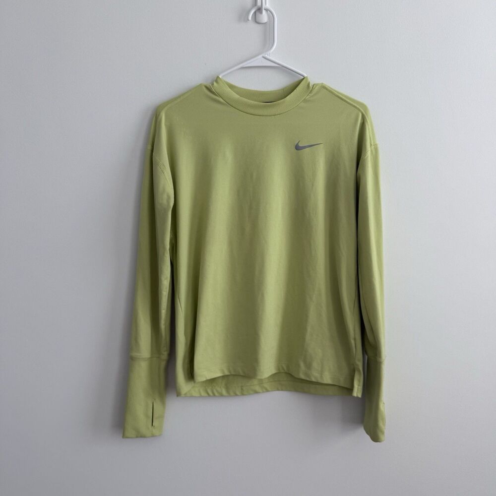 Nike Men’s Dri-Fit Sz Small Yellow Long Sleeve Running Top Stretch Performance
